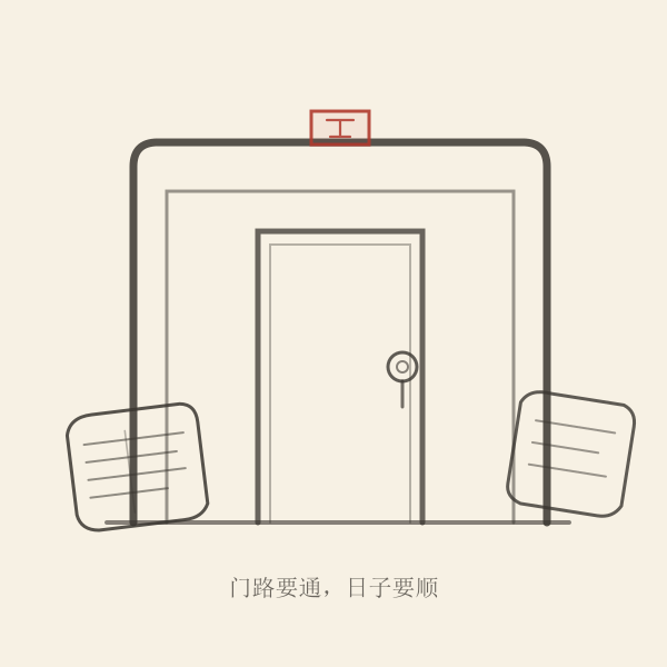 门框与历书:择日安门的传统场景示意