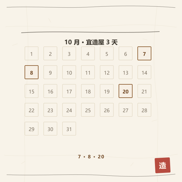 月历圈选造屋吉日